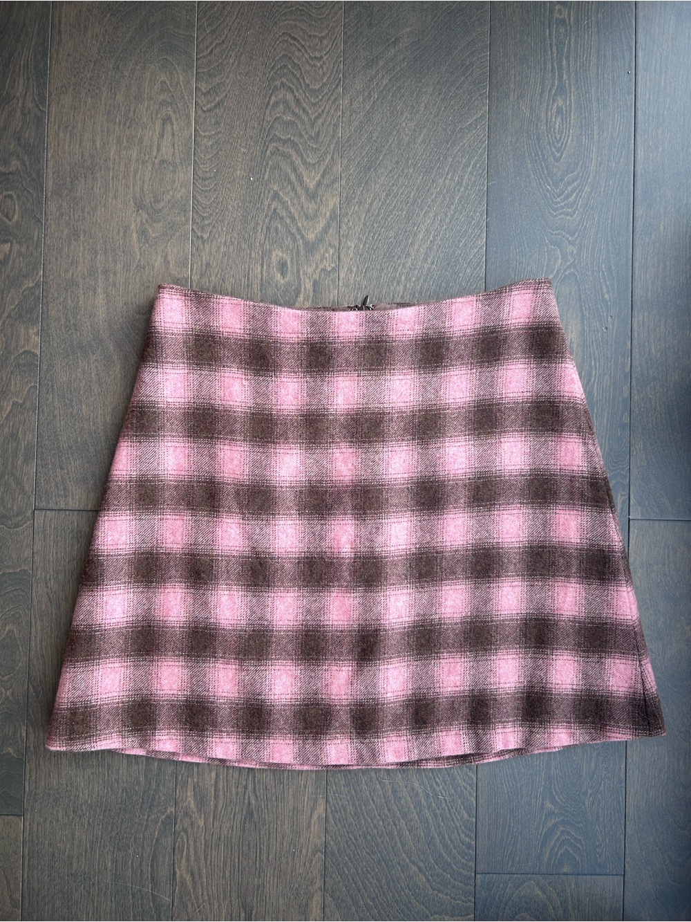 Wilfred Wool Pink and Brown Plaid Mini Skirt